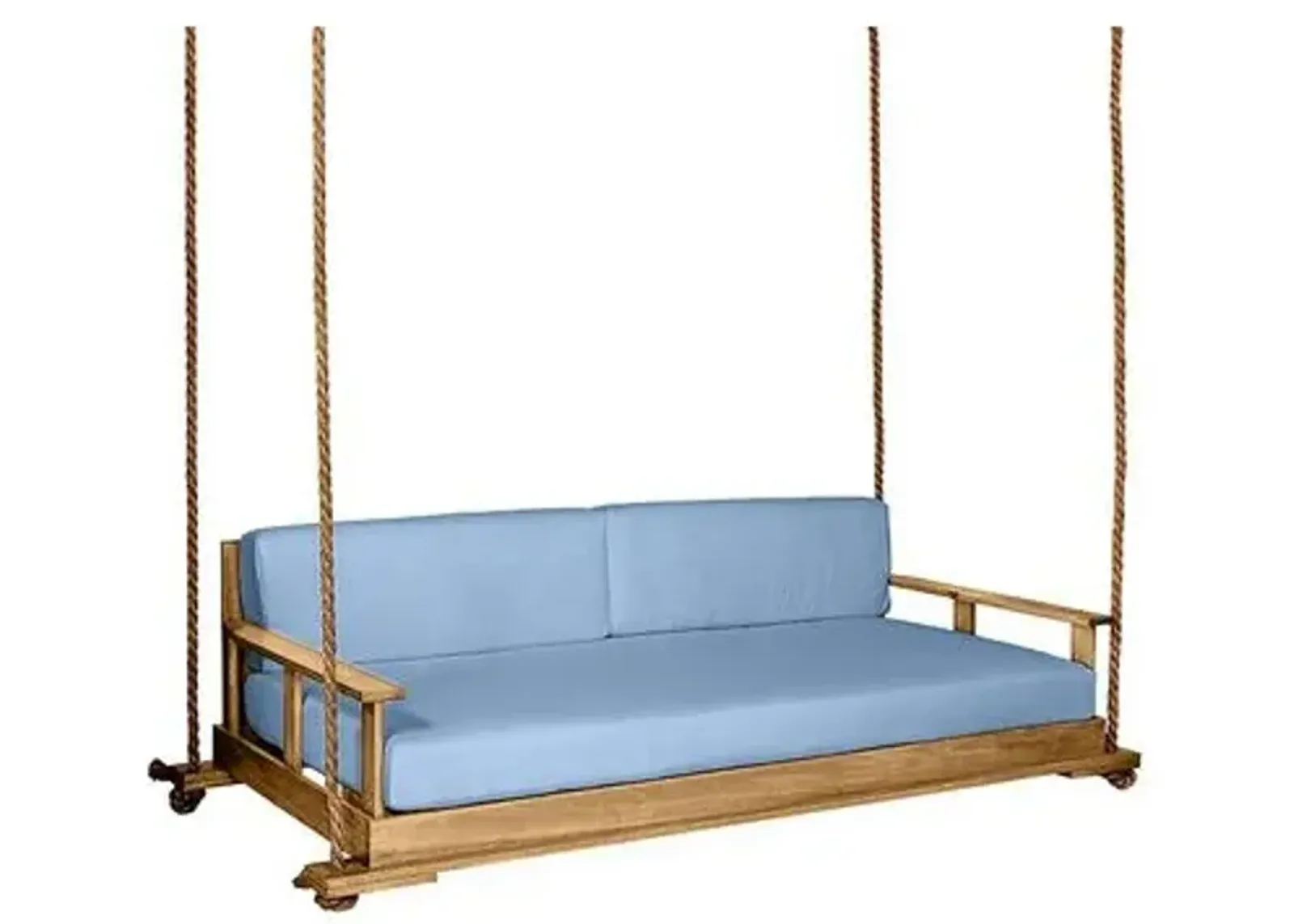 Faulkner Outdoor Porch Swing - Natural/Blue Sunbrella - Handcrafted