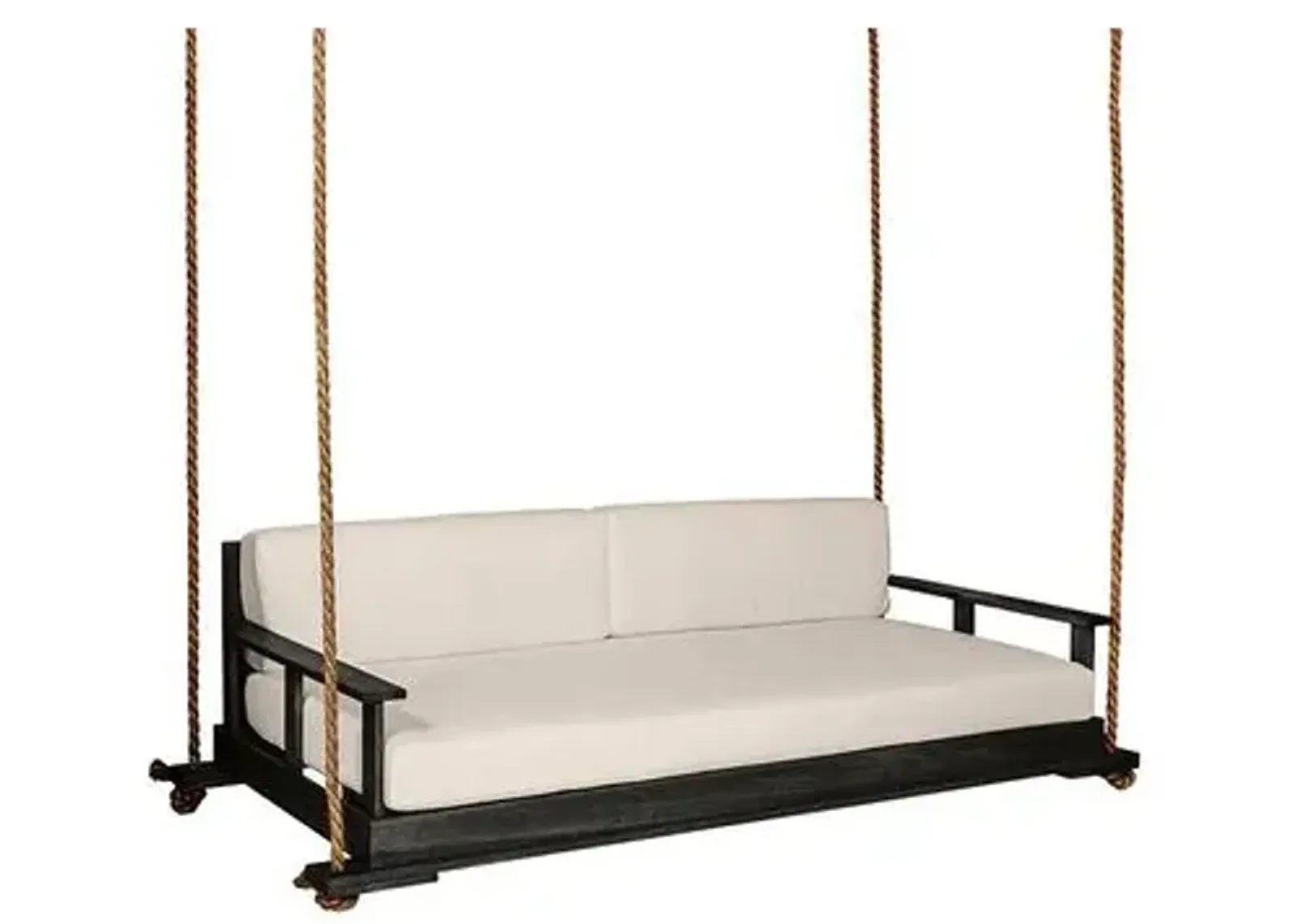 Faulkner Outdoor Porch Swing - Black/Beige Sunbrella - Handcrafted