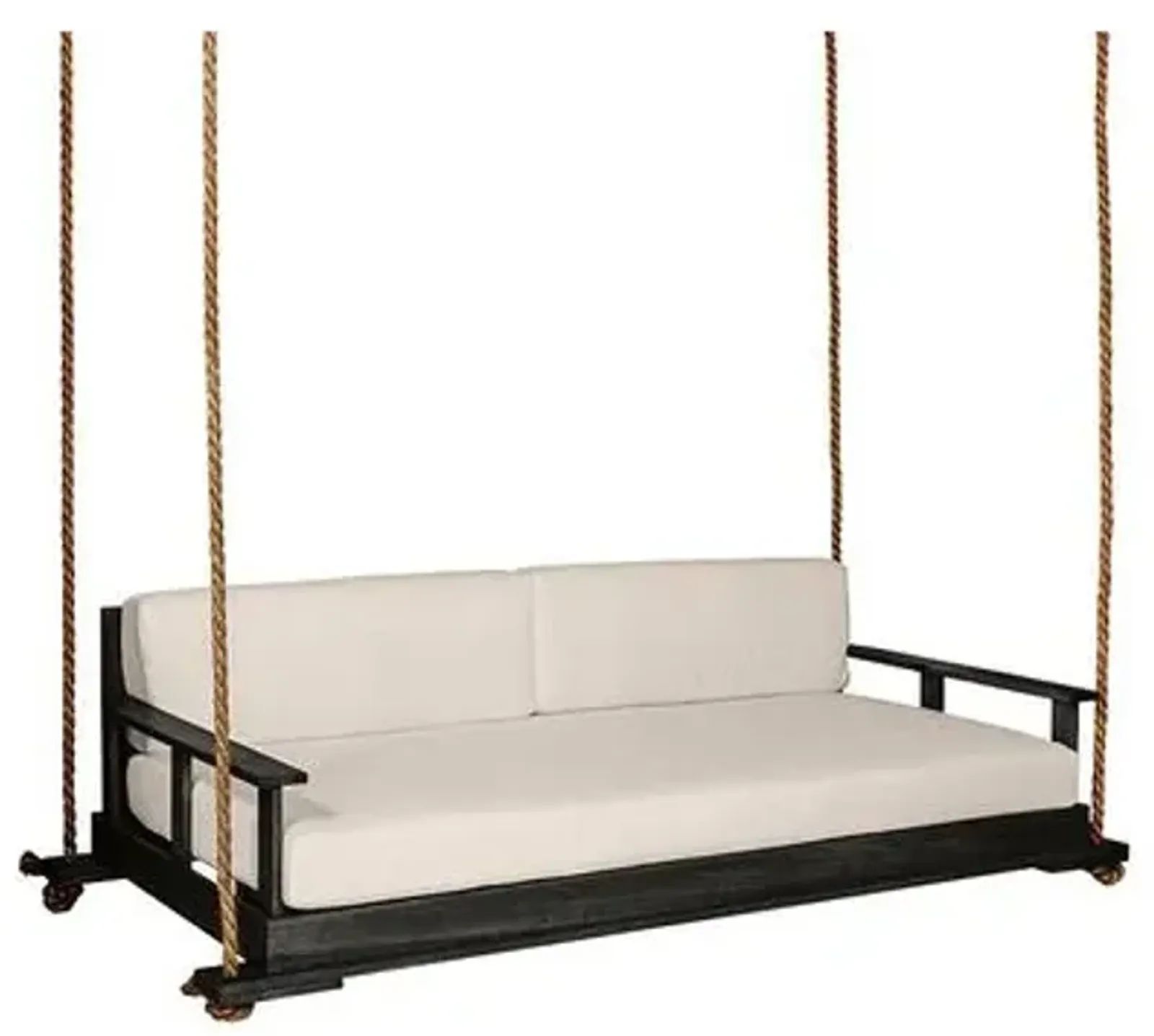 Faulkner Outdoor Porch Swing - Black/Beige Sunbrella - Handcrafted