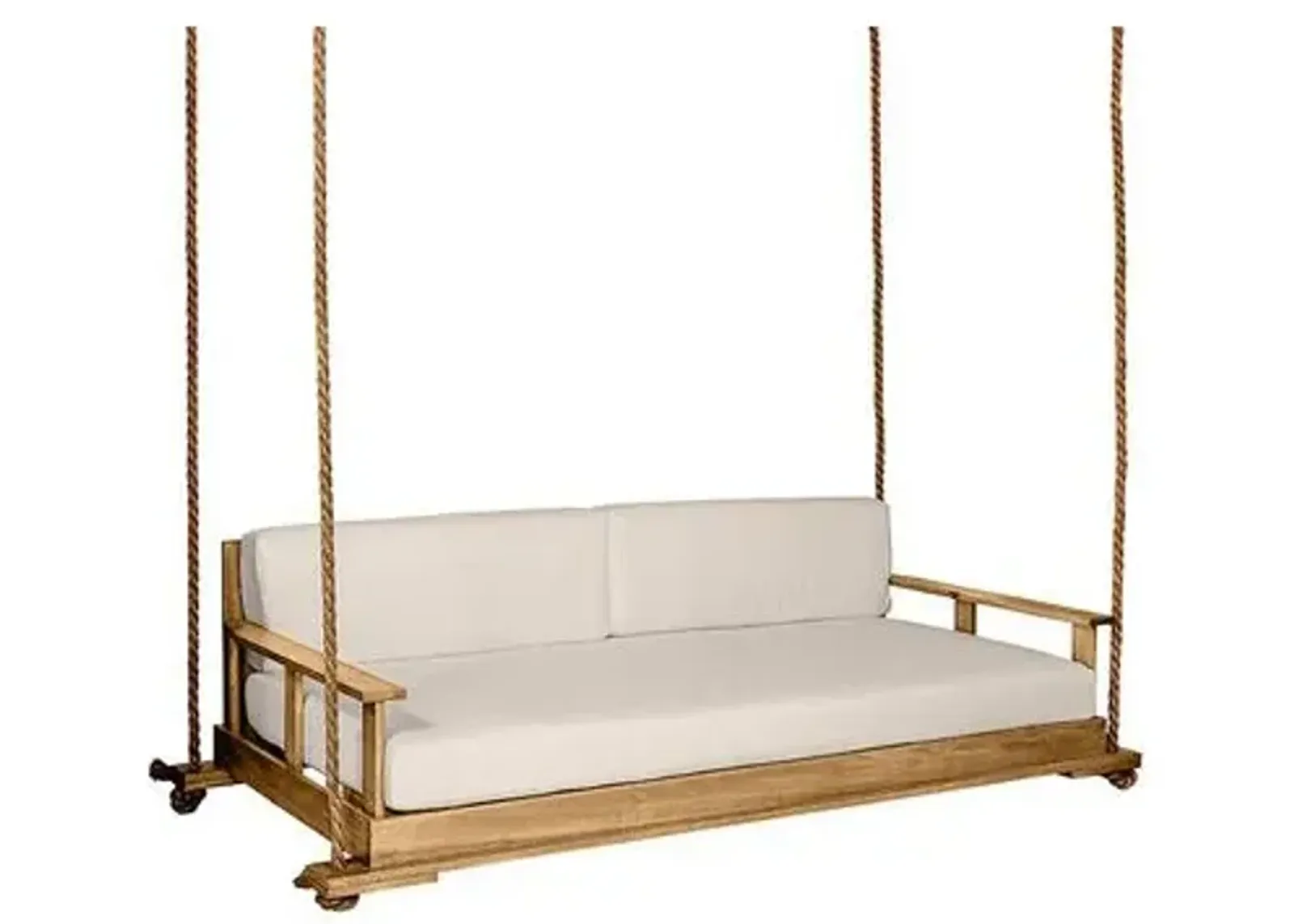 Faulkner Outdoor Porch Swing - Natural/Beige Sunbrella - Handcrafted