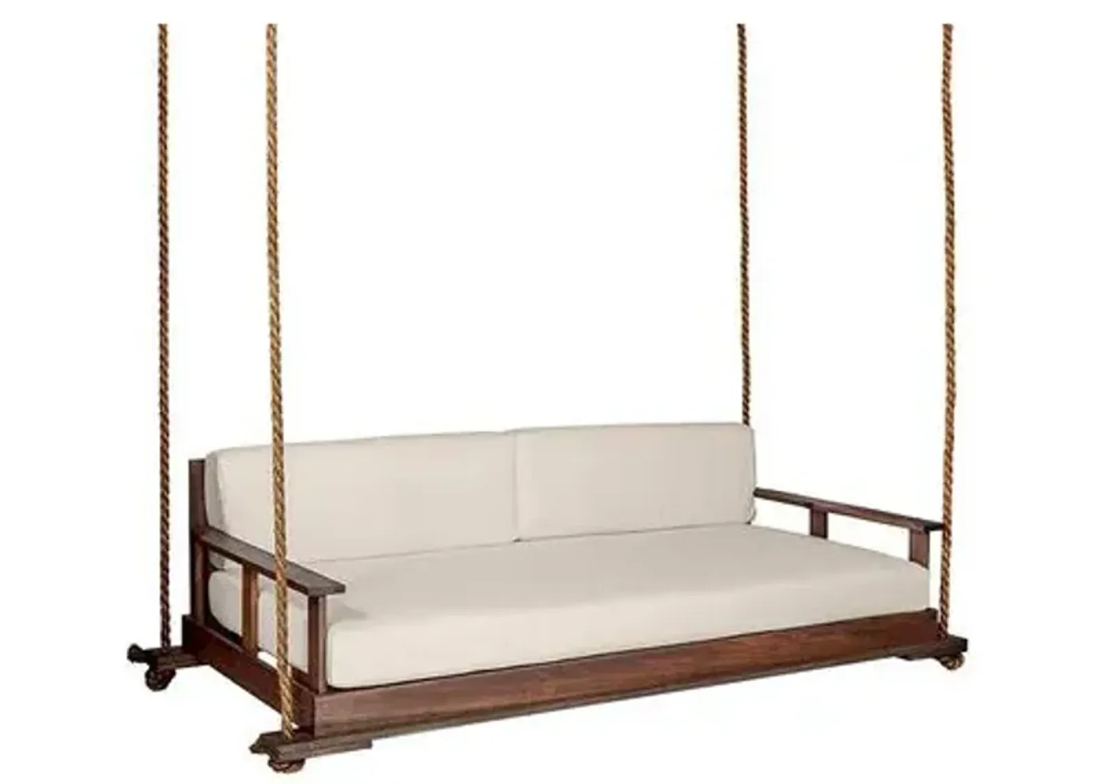 Faulkner Outdoor Porch Swing - Coffee/Beige Sunbrella - Handcrafted