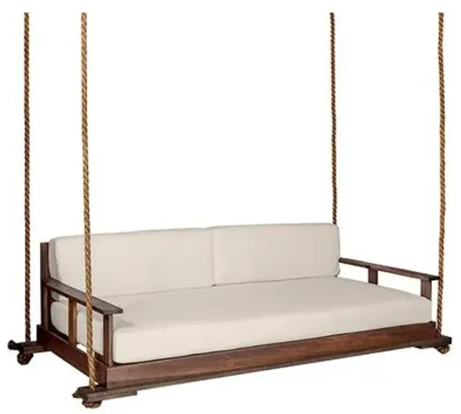 Faulkner Outdoor Porch Swing - Coffee/Beige Sunbrella - Handcrafted