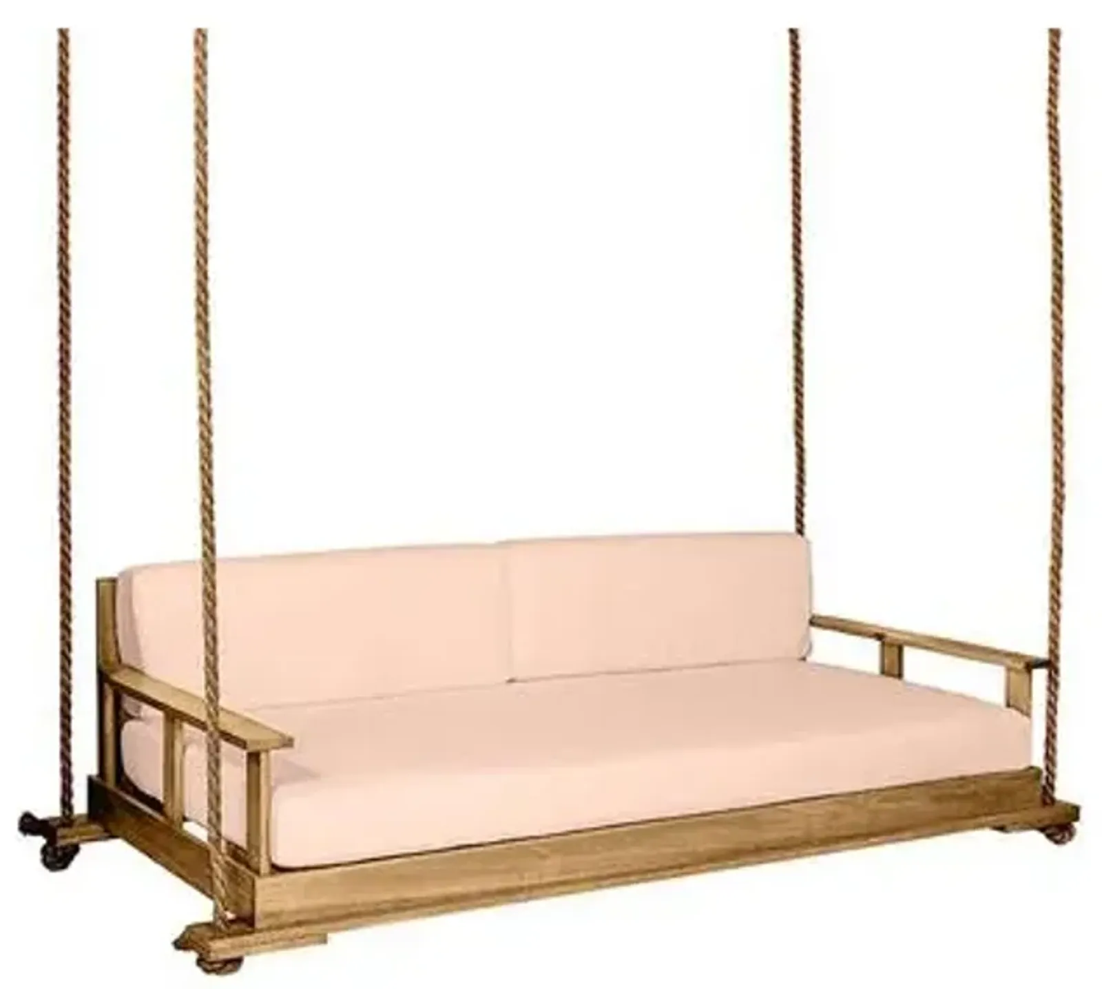 Faulkner Outdoor Porch Swing - Natural/Rose Sunbrella - Handcrafted - Pink