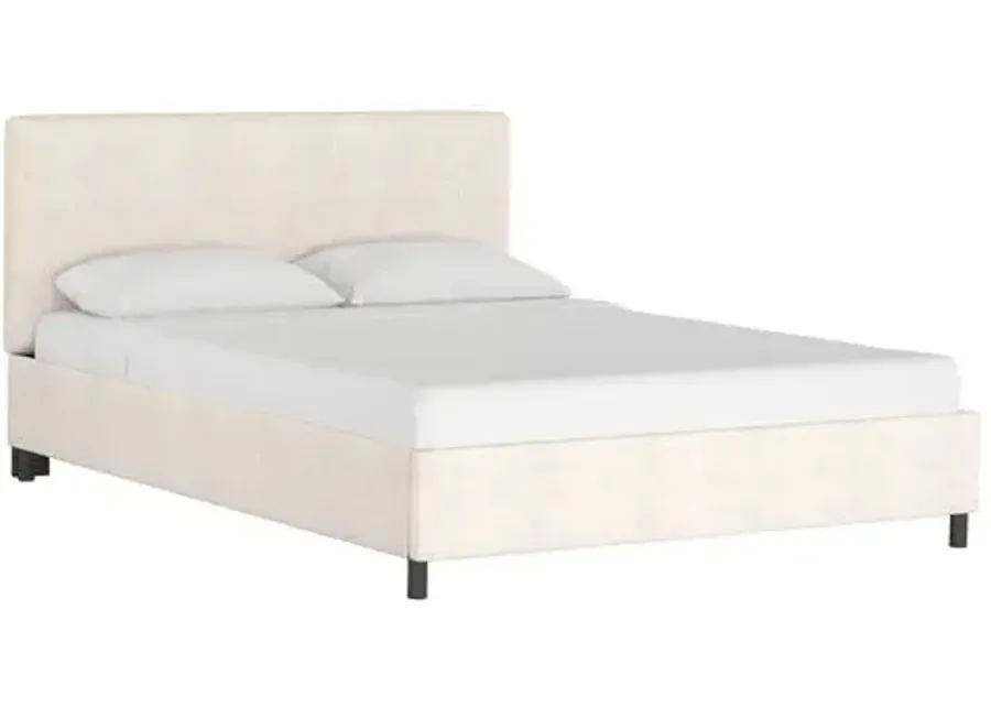 Novak Linen Platform Bed - Handcrafted - Beige - Mattress Required