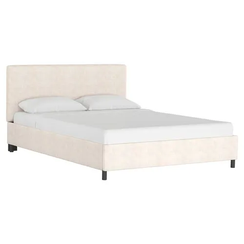 Novak Linen Platform Bed - Handcrafted - Beige - Mattress Required