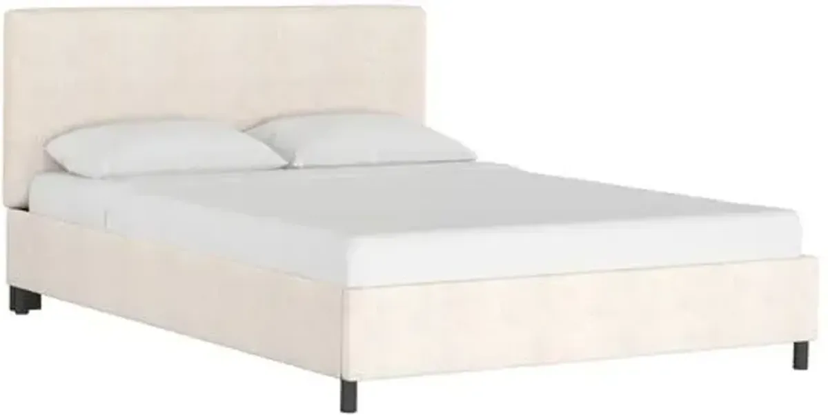 Novak Linen Platform Bed - Handcrafted - Beige - Mattress Required