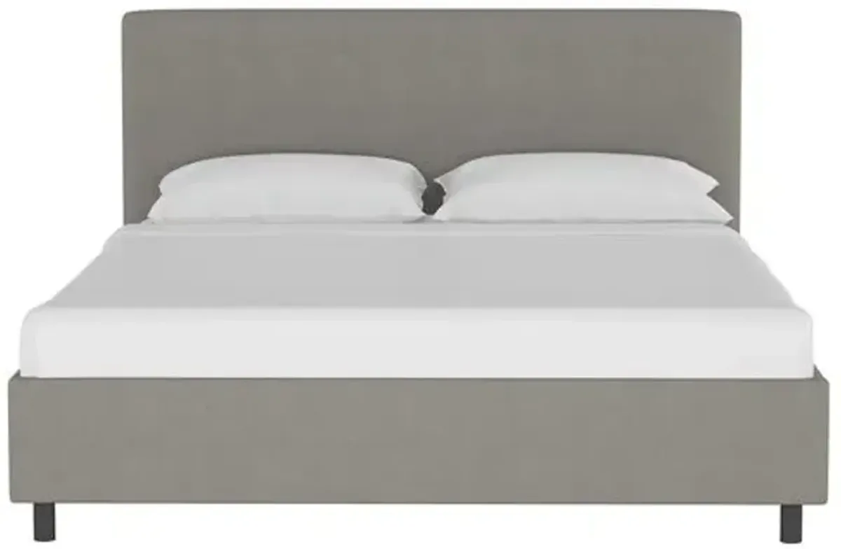 Novak Linen Platform Bed - Handcrafted - Gray - Mattress Required