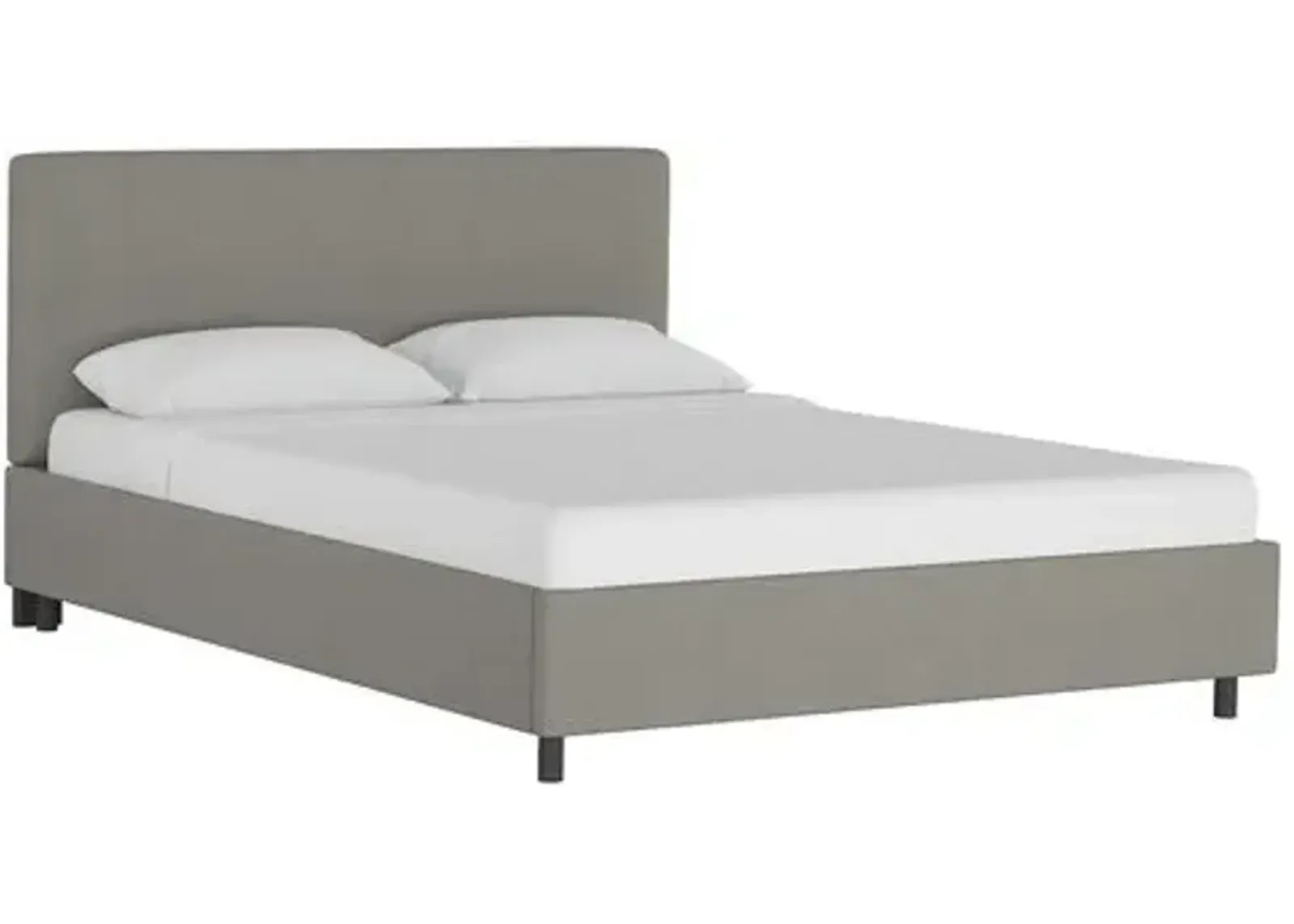 Novak Linen Platform Bed - Handcrafted - Gray - Mattress Required