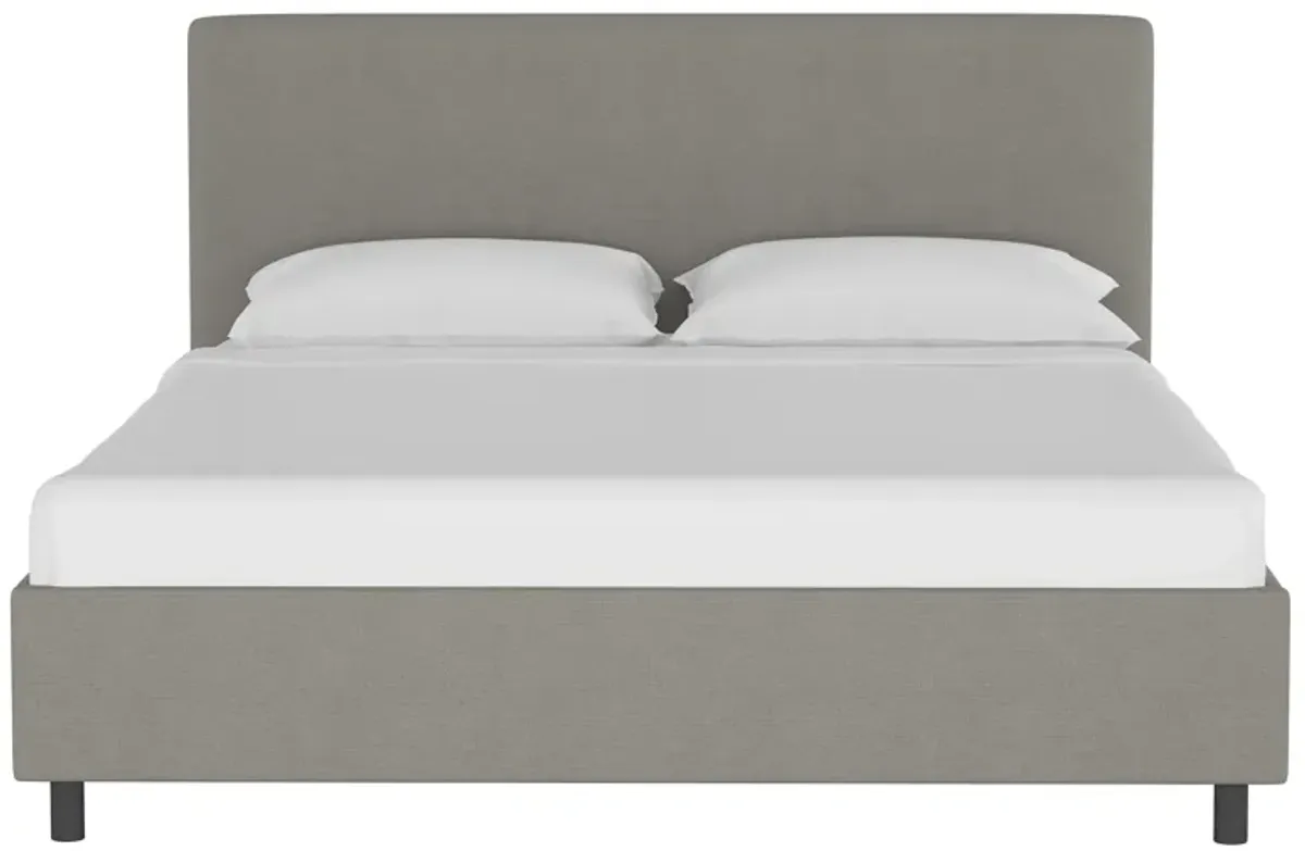 Novak Linen Platform Bed - Handcrafted - Gray - Mattress Required