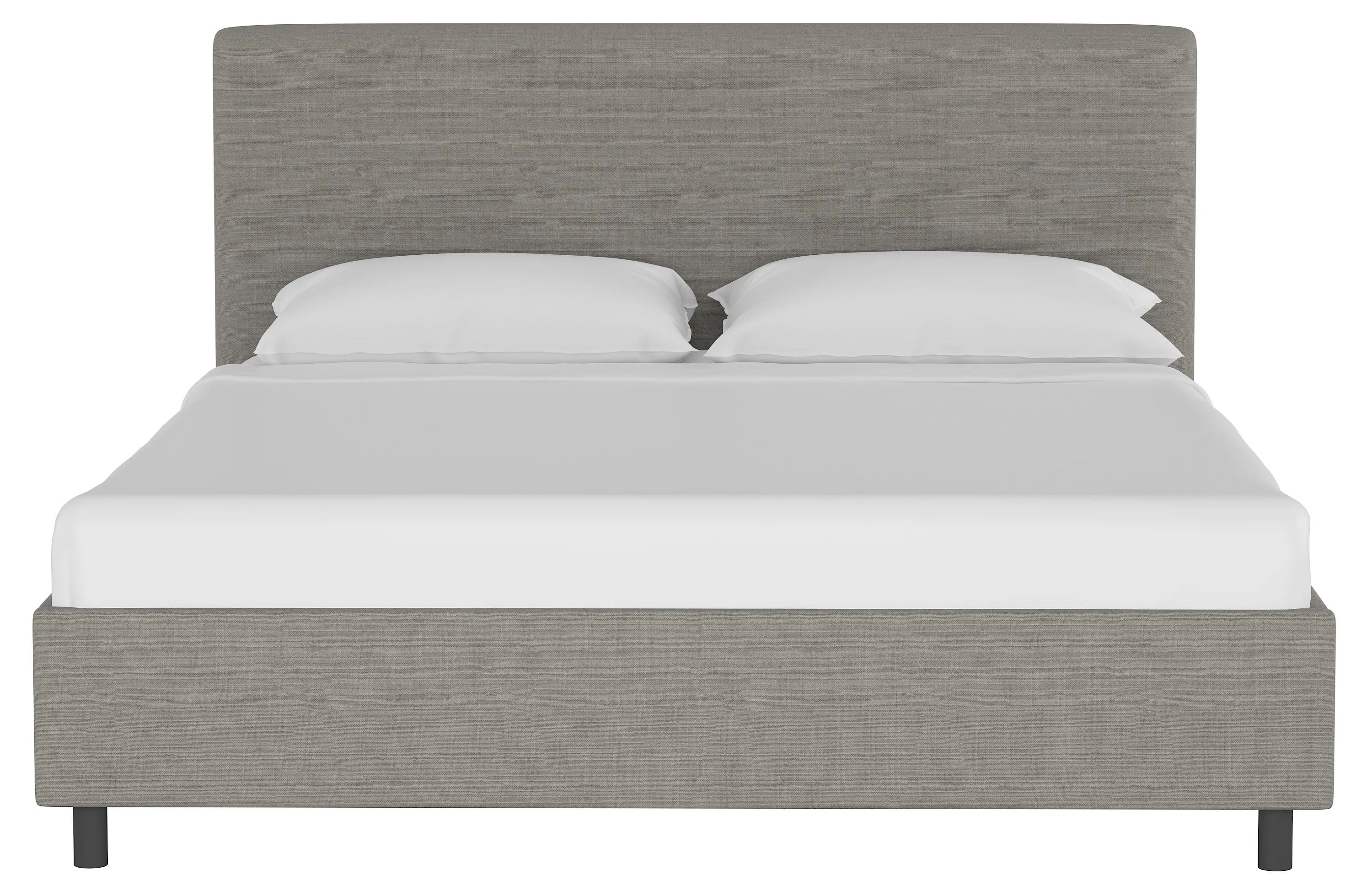 Novak Linen Platform Bed - Handcrafted - Gray - Mattress Required