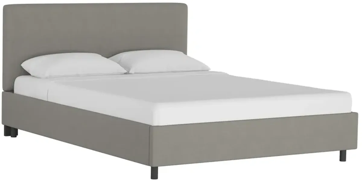 Novak Linen Platform Bed - Handcrafted - Gray - Mattress Required