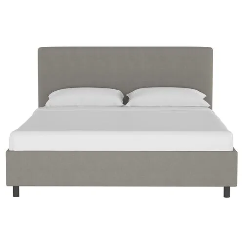 Novak Linen Platform Bed - Handcrafted - Gray - Mattress Required