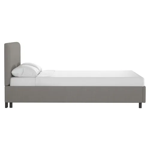 Novak Linen Platform Bed - Handcrafted - Gray - Mattress Required