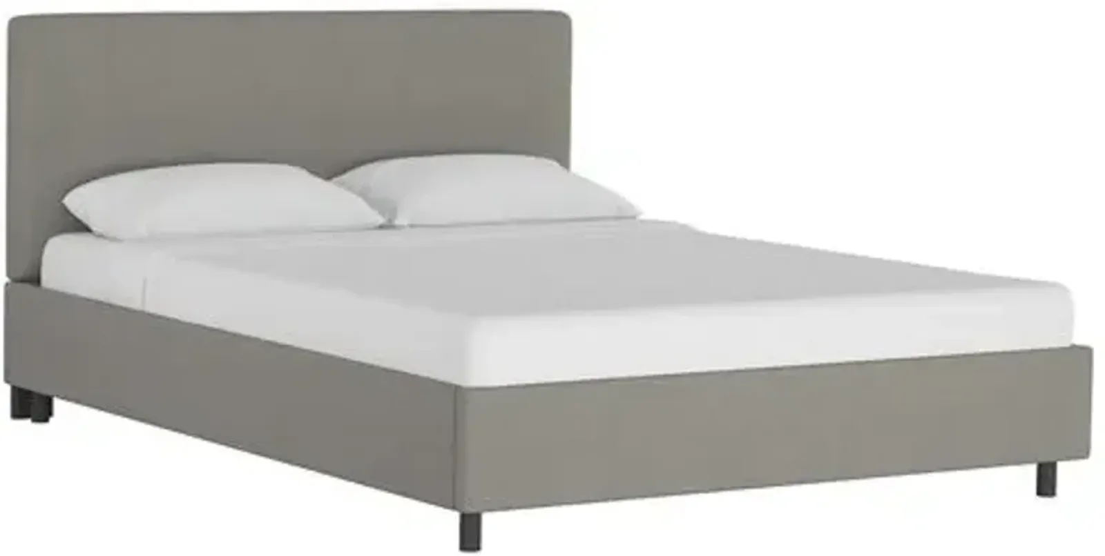 Novak Linen Platform Bed - Handcrafted - Gray - Mattress Required