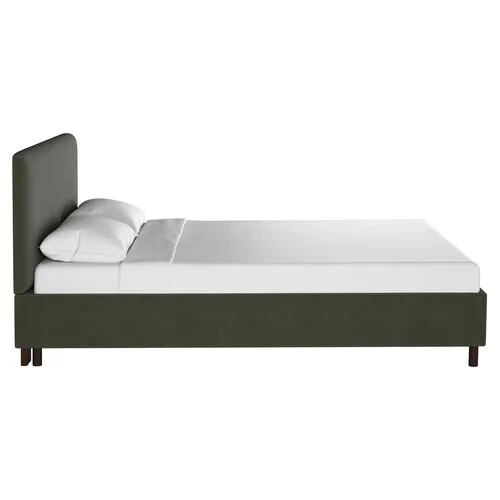 Novak Linen Platform Bed - Handcrafted - Gray - Mattress Required