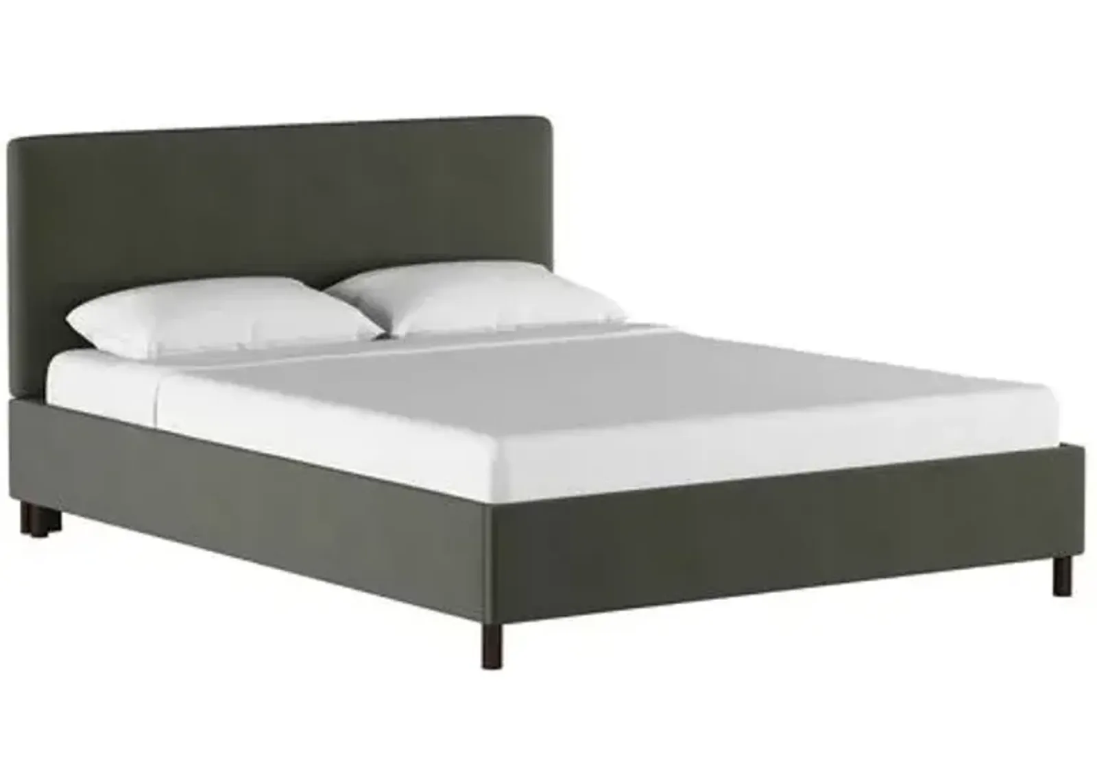 Novak Linen Platform Bed - Handcrafted - Gray - Mattress Required