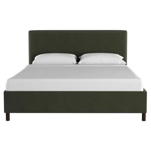 Novak Linen Platform Bed - Handcrafted - Gray - Mattress Required