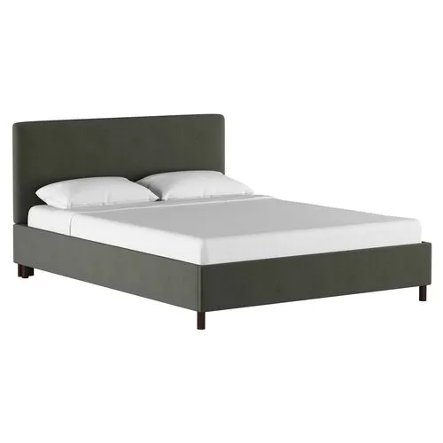 Novak Linen Platform Bed - Handcrafted - Gray - Mattress Required