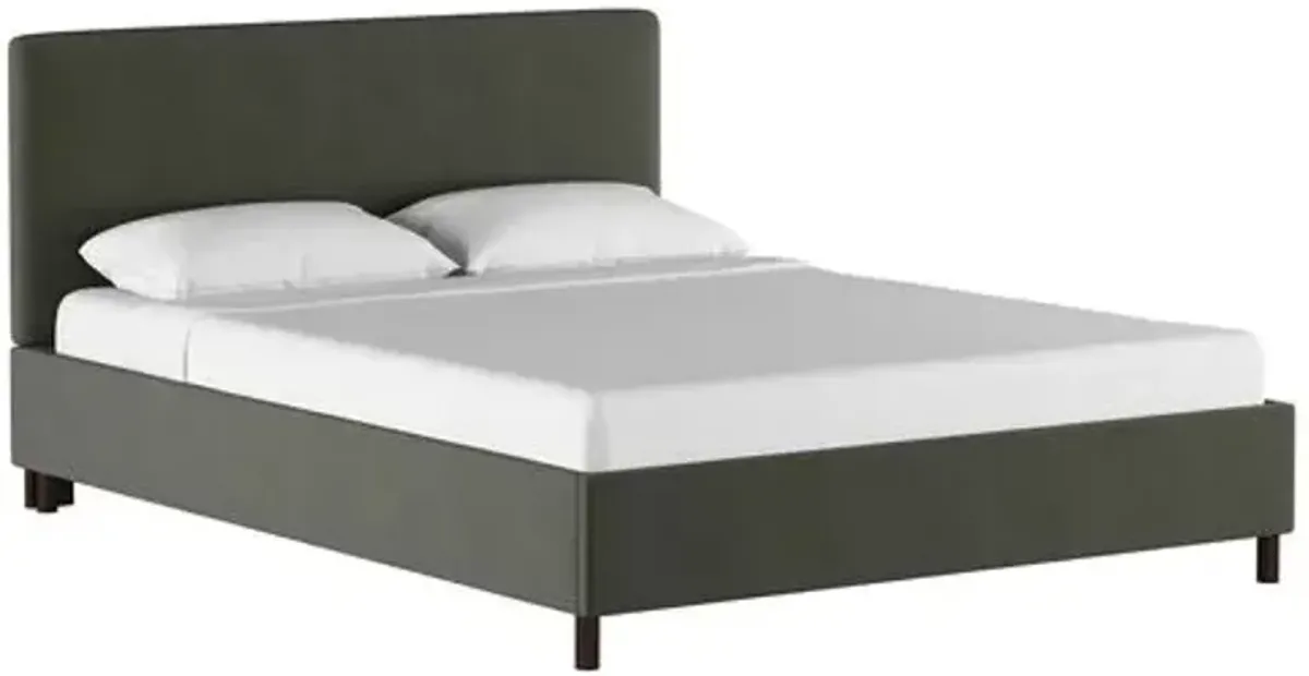 Novak Linen Platform Bed - Handcrafted - Gray - Mattress Required