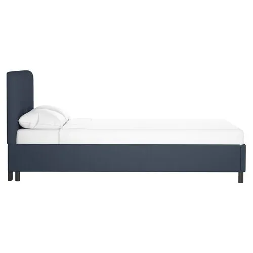 Novak Linen Platform Bed - Handcrafted - Blue - Mattress Required