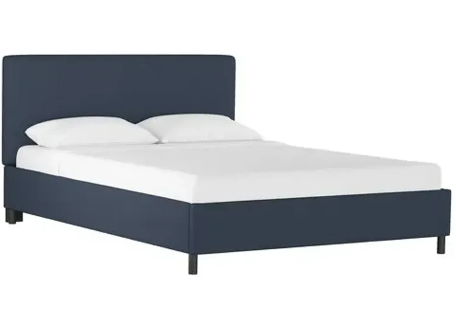 Novak Linen Platform Bed - Handcrafted - Blue - Mattress Required