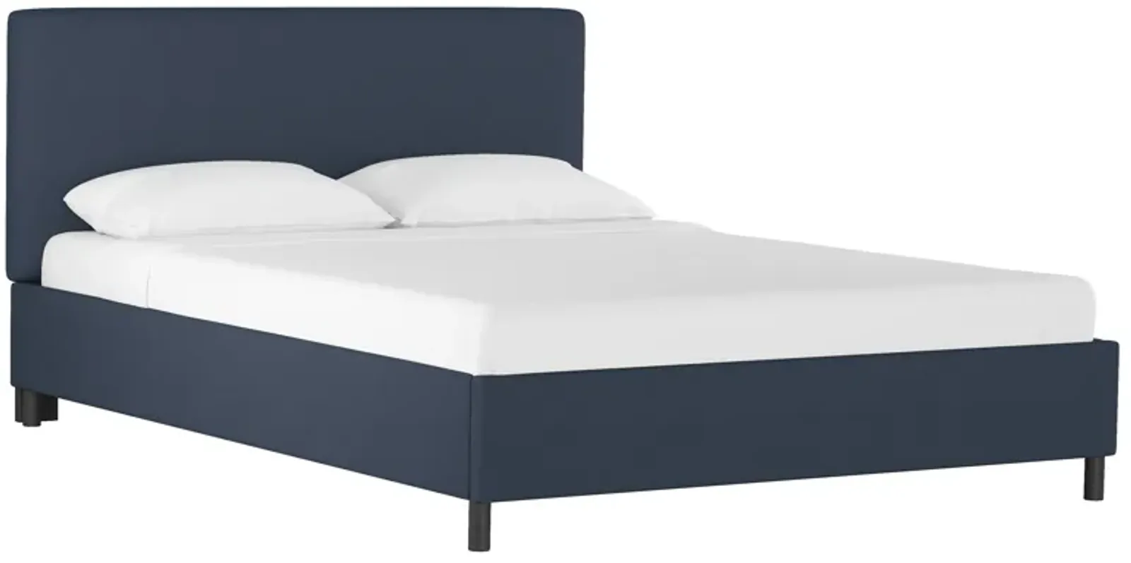 Novak Linen Platform Bed - Handcrafted - Blue - Mattress Required