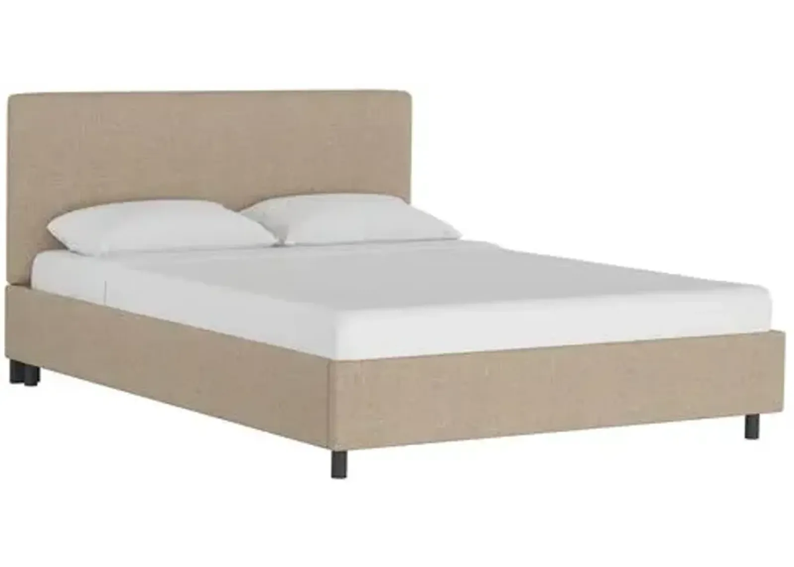 Novak Linen Platform Bed - Handcrafted - Beige - Mattress Required