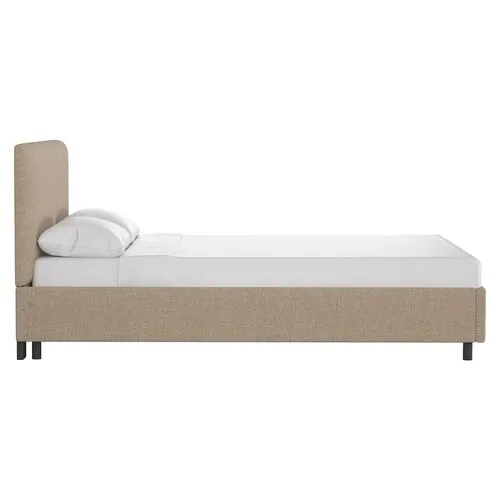 Novak Linen Platform Bed - Handcrafted - Beige - Mattress Required