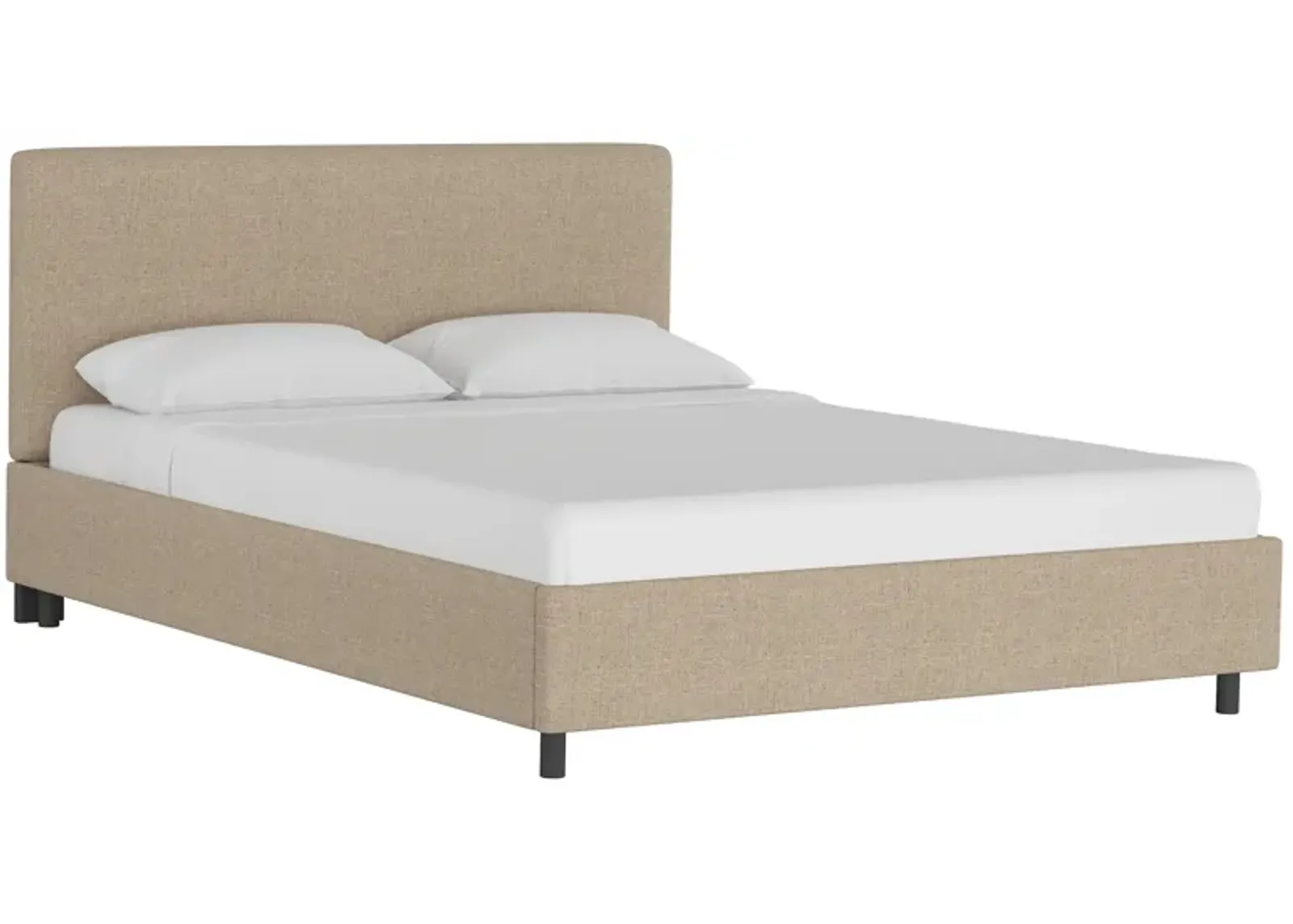 Novak Linen Platform Bed - Handcrafted - Beige - Mattress Required