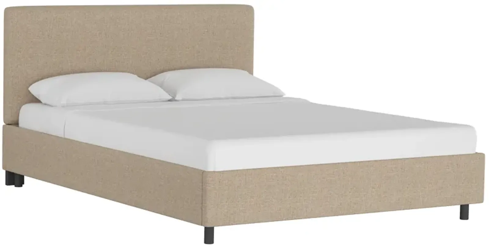 Novak Linen Platform Bed - Handcrafted - Beige - Mattress Required