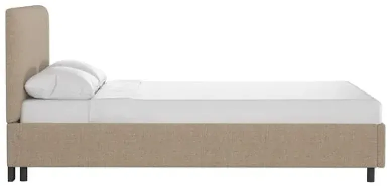 Novak Linen Platform Bed - Handcrafted - Beige - Mattress Required