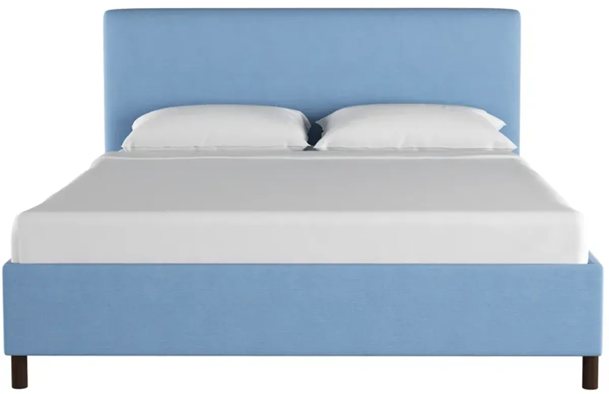 Novak Linen Platform Bed - Handcrafted - Blue - Mattress Required