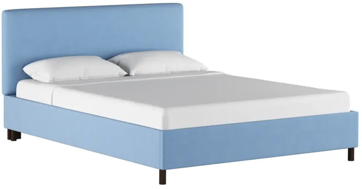 Novak Linen Platform Bed - Handcrafted - Blue - Mattress Required