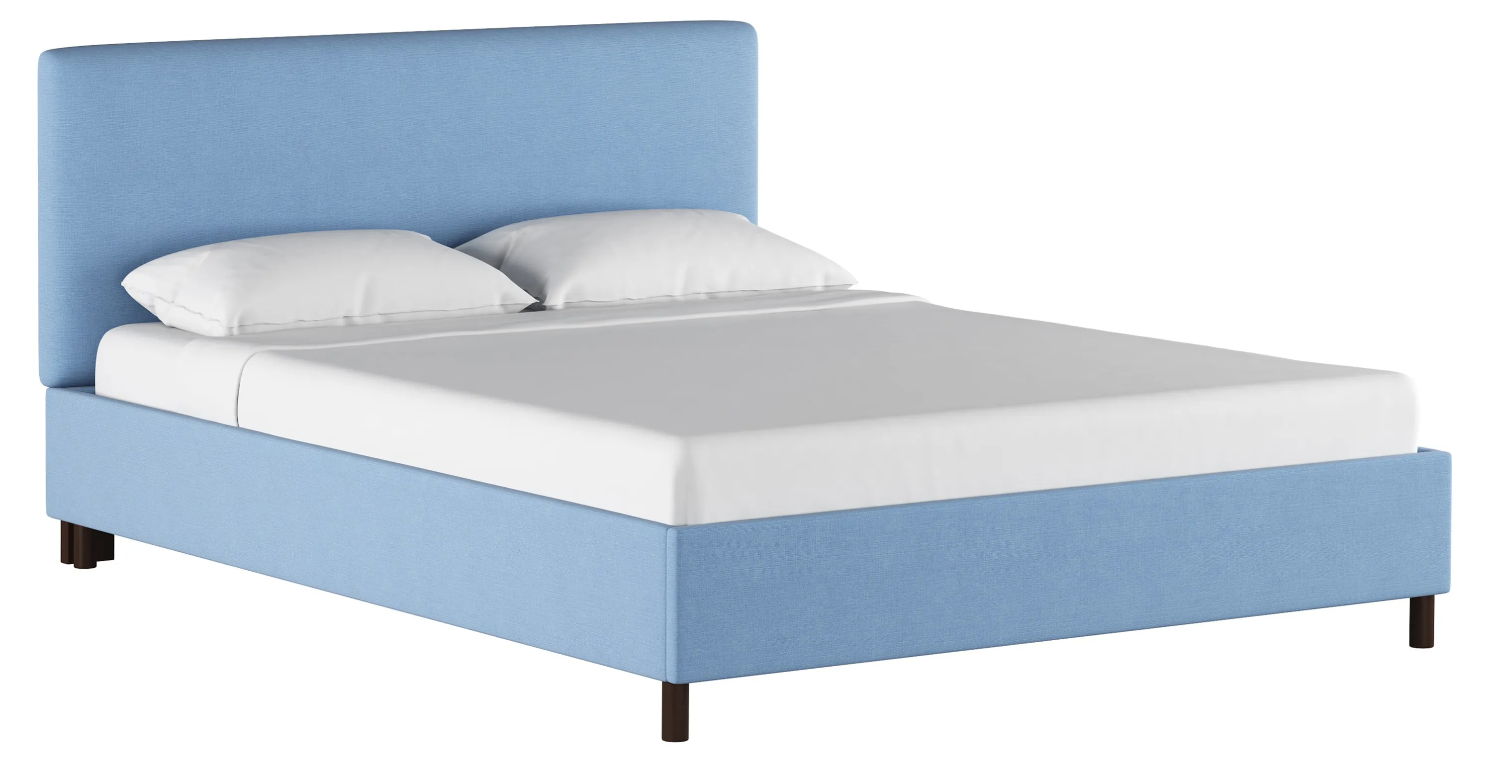 Novak Linen Platform Bed - Handcrafted - Blue - Mattress Required