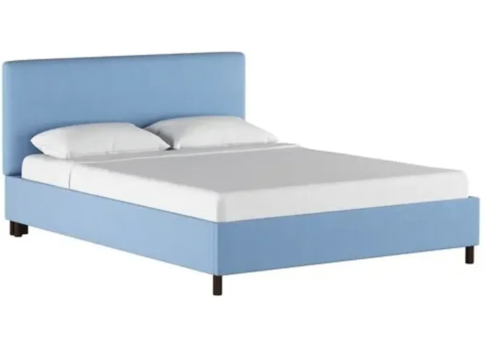 Novak Linen Platform Bed - Handcrafted - Blue - Mattress Required