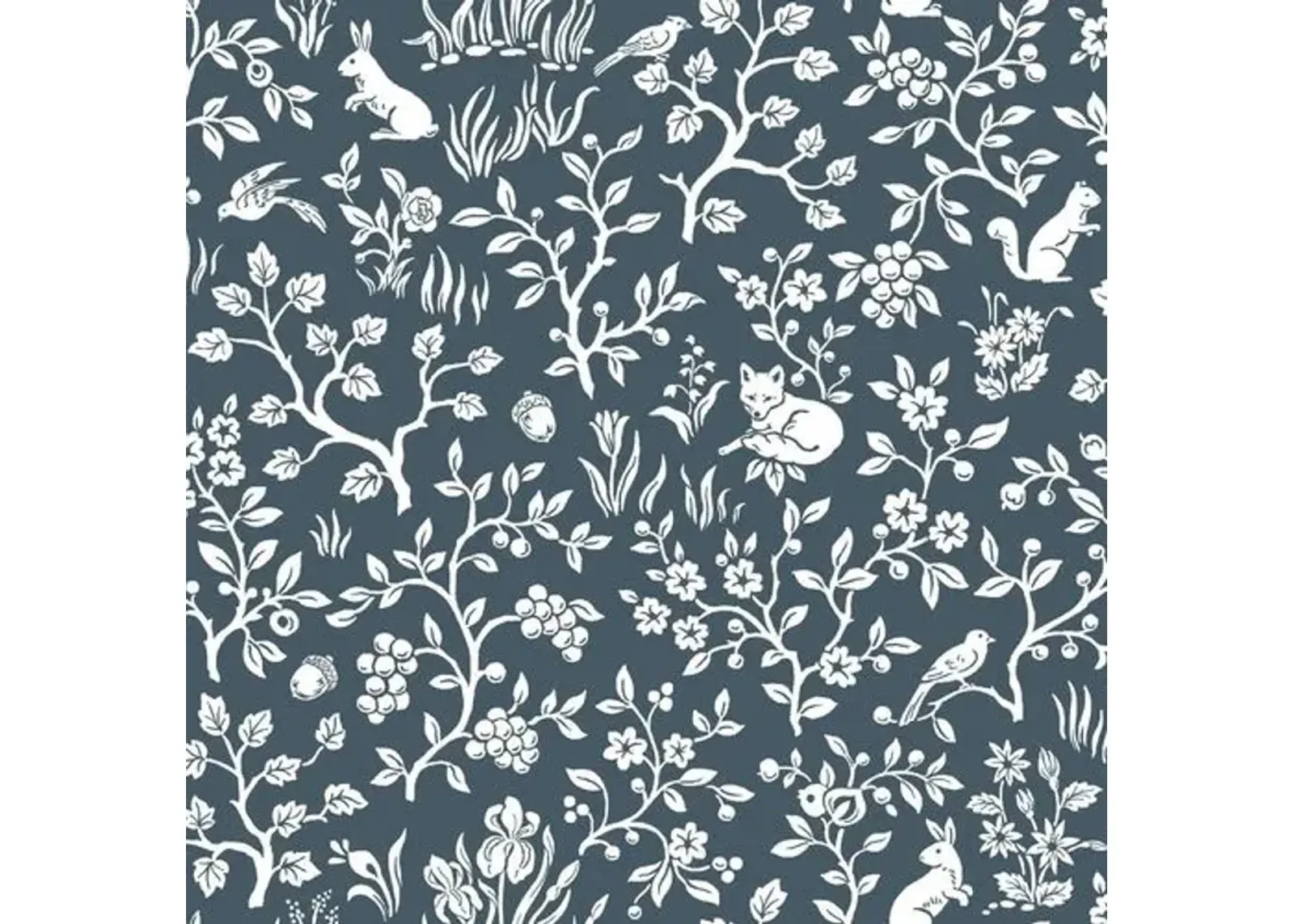 Fox & Hare Wallpaper - Navy - Blue