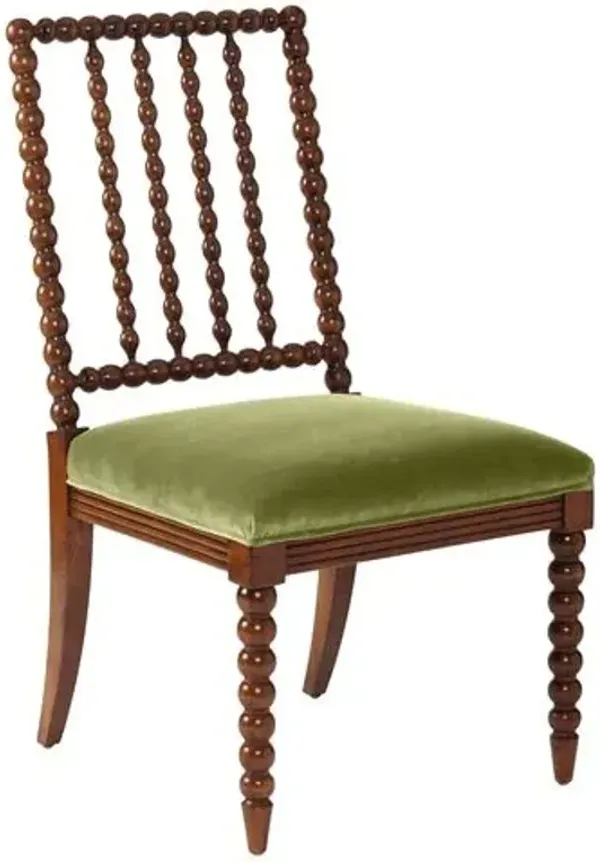 Barton Spindle Side Chair - Chestnut/Moss Velvet