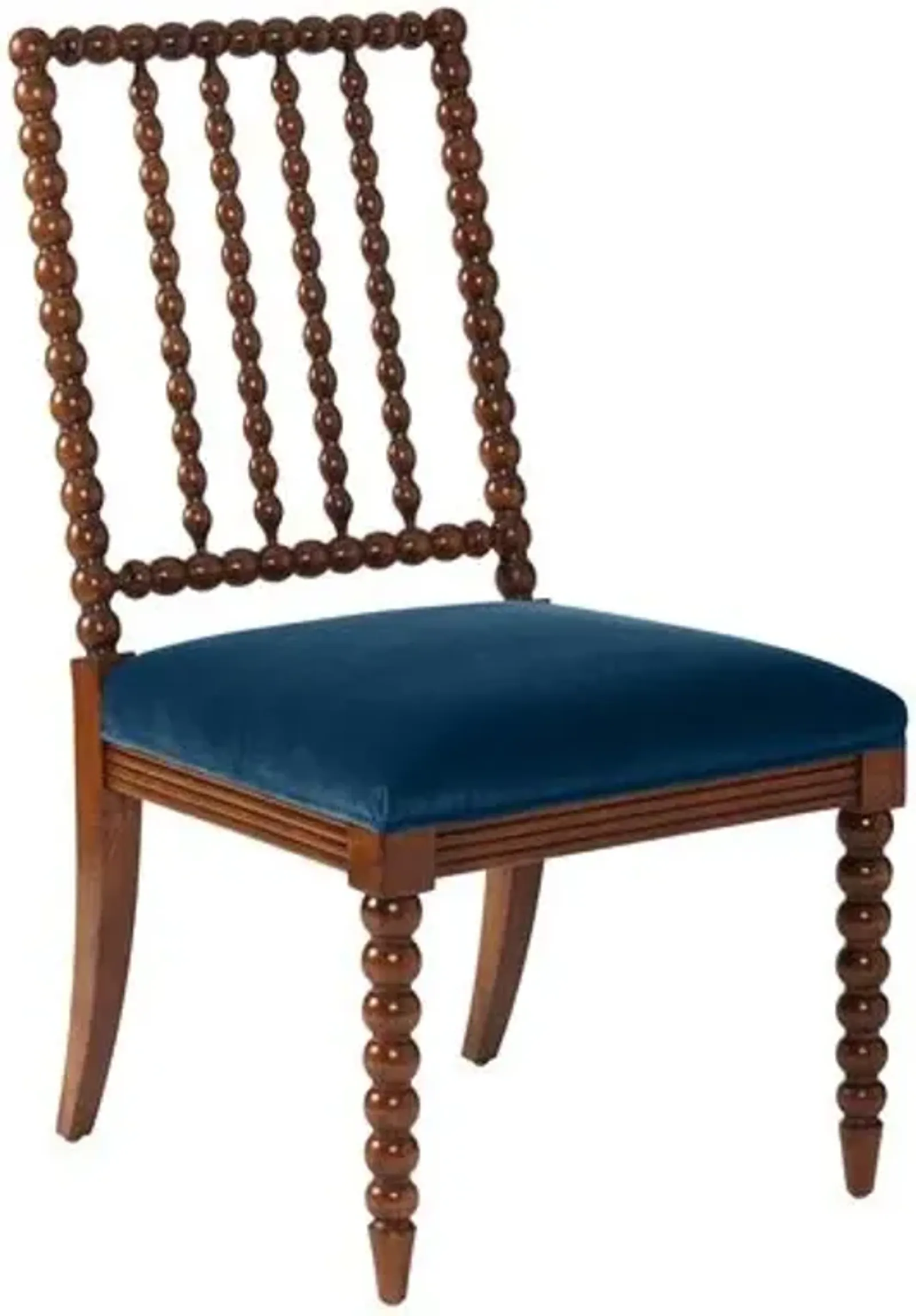 Barton Spindle Side Chair - Chestnut/Peacock Velvet - Blue