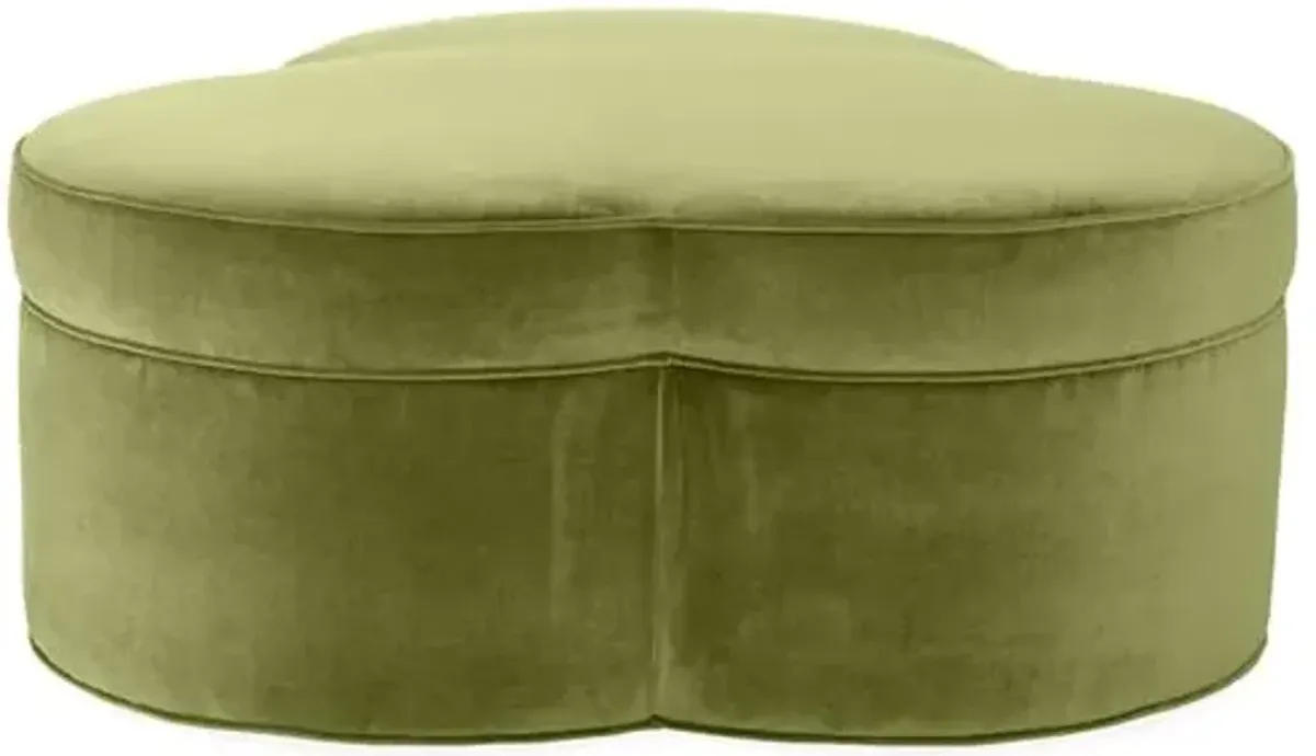 Portsmouth Upholstered Ottoman - Moss Velvet - Green