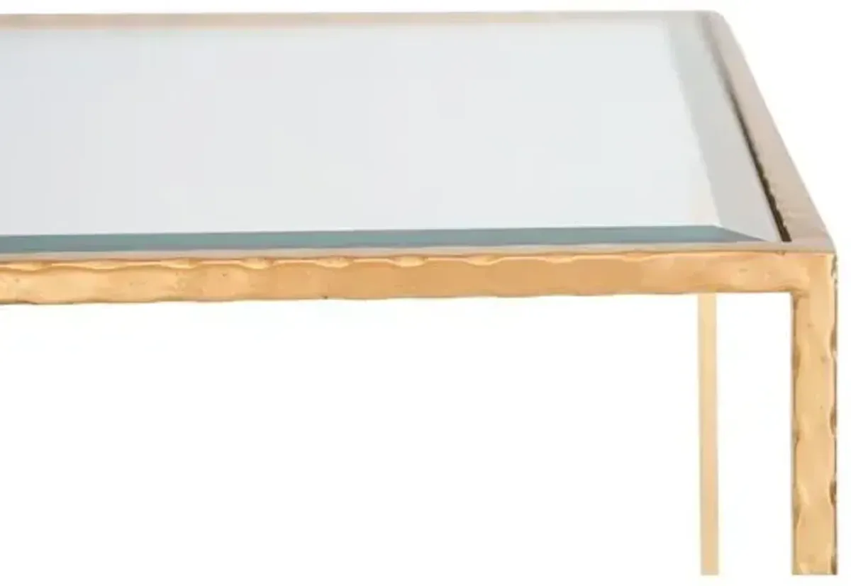 Chloé Glass Side Table - Gold Leaf - Ave Home