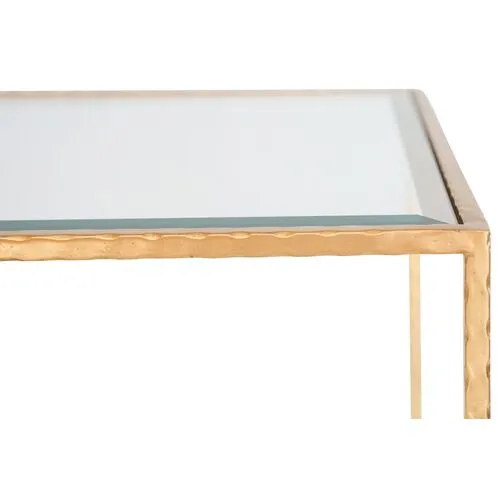 Chloé Glass Side Table - Gold Leaf - Ave Home