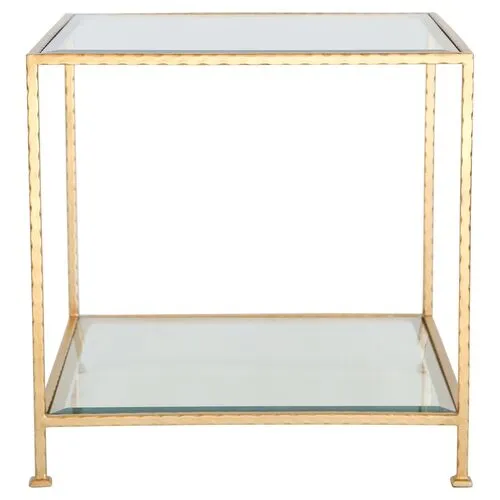 Chloé Glass Side Table - Gold Leaf - Ave Home