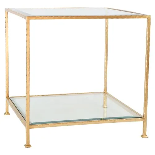 Chloé Glass Side Table - Gold Leaf - Ave Home