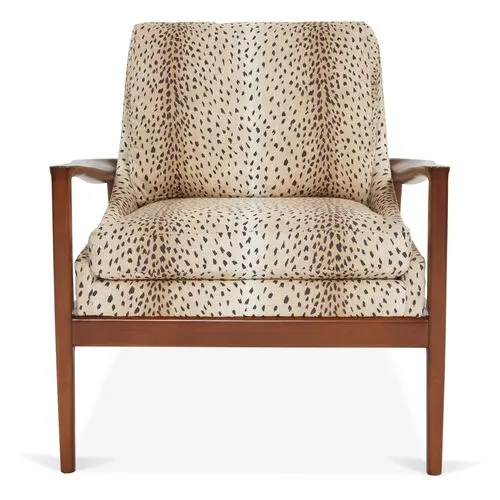 Ebonwood Accent Chair - Tan/Black Linen - Miles Talbott - Handcrafted - Beige, Comfortable, Durable