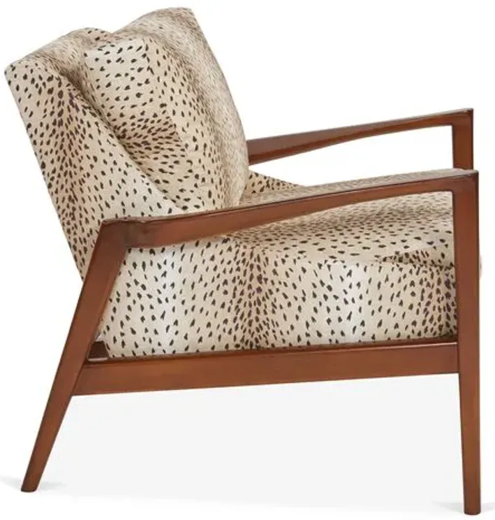 Ebonwood Accent Chair - Tan/Black Linen - Miles Talbott - Handcrafted - Beige, Comfortable, Durable