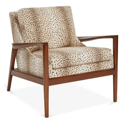 Ebonwood Accent Chair - Tan/Black Linen - Miles Talbott - Handcrafted - Beige, Comfortable, Durable