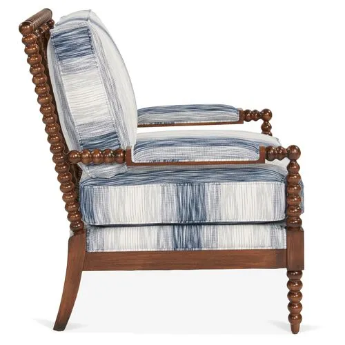 Bankwood Accent Chair - Indigo Stripe - Miles Talbott - Blue, Comfortable, Durable