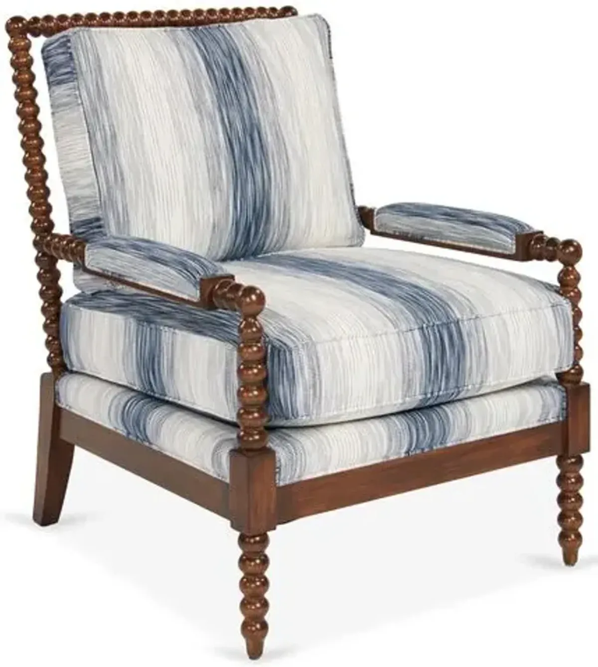 Bankwood Accent Chair - Indigo Stripe - Miles Talbott - Blue, Comfortable, Durable