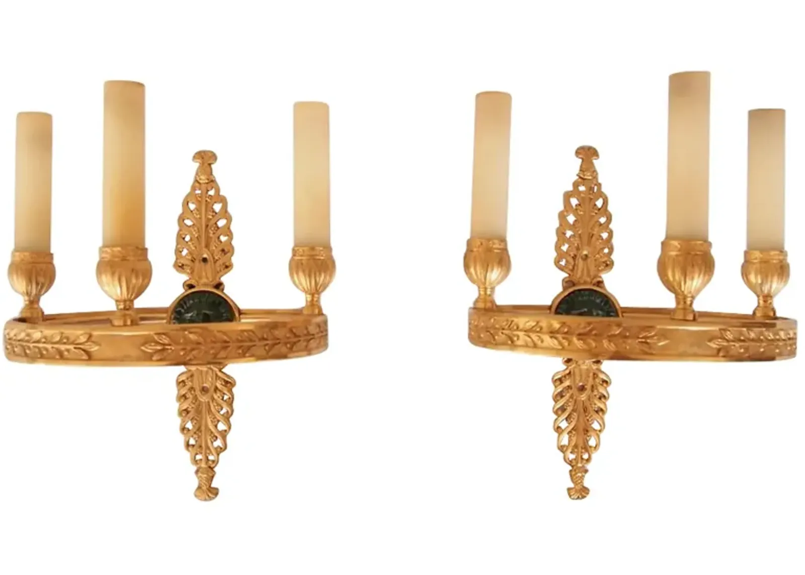 1950s Maison Bagues Empire Sconces - Set of 2 - Something Vintage - Gold