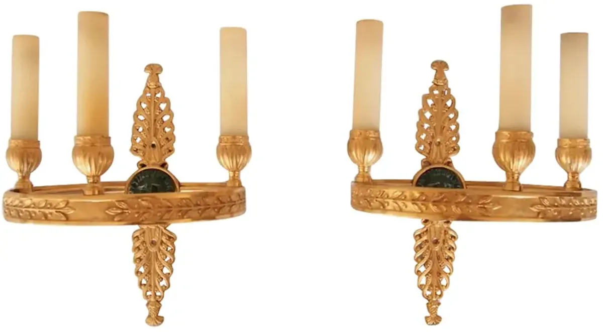 1950s Maison Bagues Empire Sconces - Set of 2 - Something Vintage - Gold